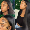 24 inch lily lace front straight human hair wig