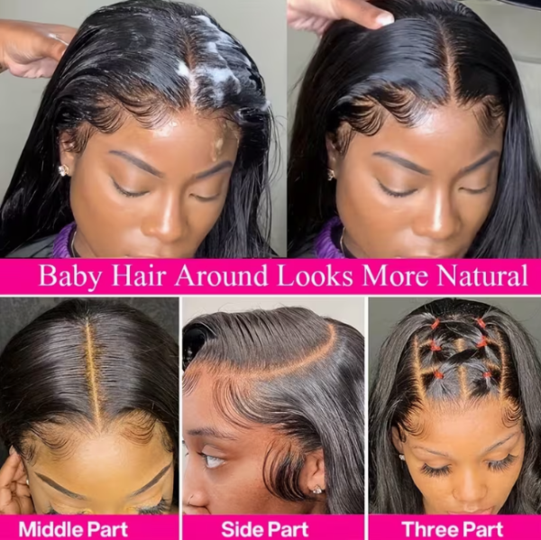 24 inch lily lace front straight human hair wig