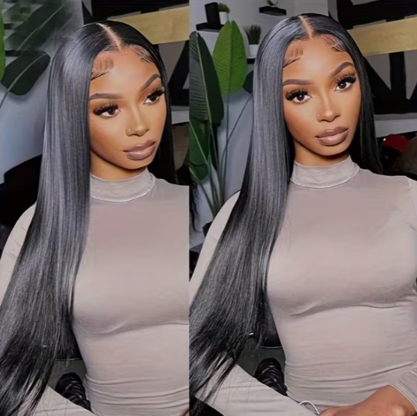 200% density glueless brazilian human hair wig natural black 4x4 pre plucked frontal straight hair