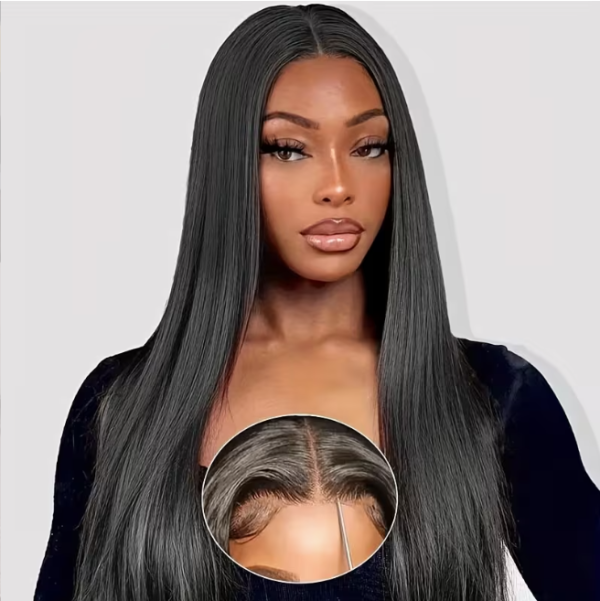 200% density glueless brazilian human hair wig natural black 4x4 pre plucked frontal straight hair