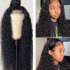 4x4 hd transparent lace front wig human hair 180% density with pre plucked baby hair color deep wave