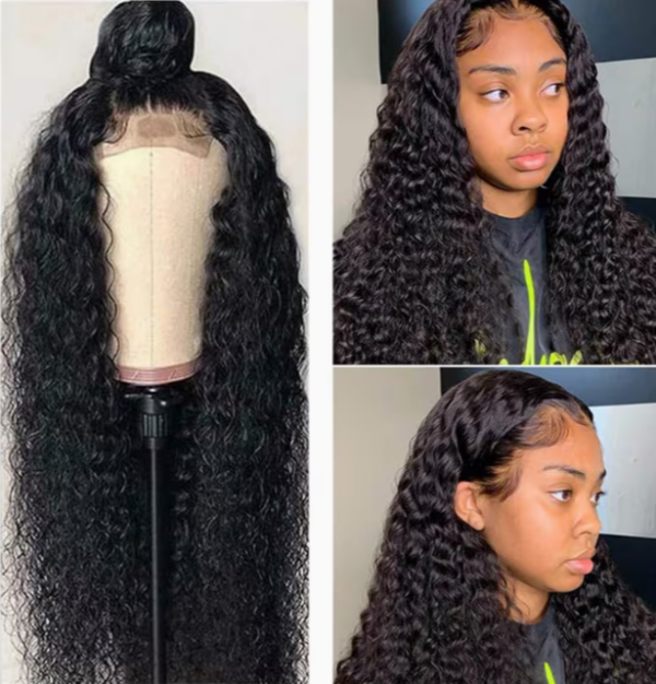 4x4 hd transparent lace front wig human hair 180% density with pre plucked baby hair color deep wave