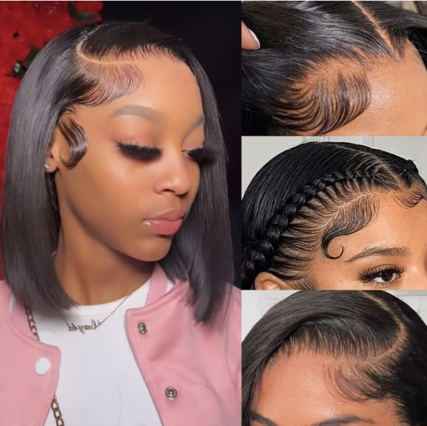 short bob wig 13x4 lace front human hair wigs for women transparent lace bob wig straight 13x4 lace frontal human hair wigs 180% density