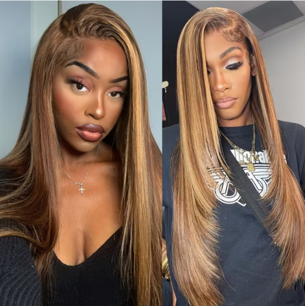 30 inch human hair lace wig – 13x4 hd lace, color 4/27, 180% density