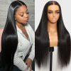 24 inch lily lace front straight human hair wig